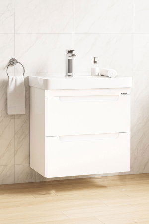 Baza cu Lavoar - Set Baza front MDF si Lavoar seria 502, cu sertare, cadru metalic, montat, 60 cm, alb