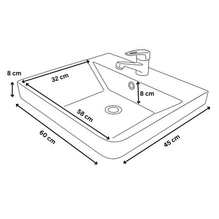 Set Baza front MDF si Lavoar seria 502, cu sertare, cadru metalic, montat, 60 cm, alb [7]