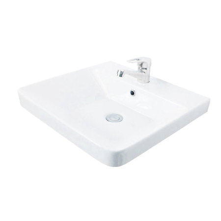 Set Baza front MDF si Lavoar seria 502, cu sertare, cadru metalic, montat, 60 cm, alb [6]
