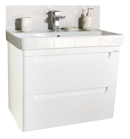Mobilier Baie - Set Baza front MDF si Lavoar seria 502, cu sertare, cadru metalic, 80 cm, alb