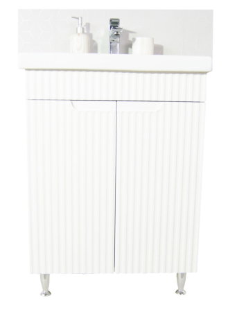 Mobilier Baie - Set Baza front MDF si Lavoar seria 733, montat, 60 cm, alb rustic