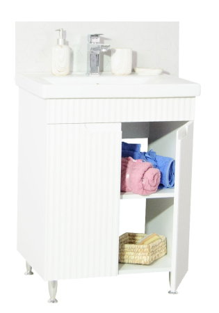 Mobilier Baie - Set Baza front MDF si Lavoar seria 733, montat, 60 cm, alb rustic