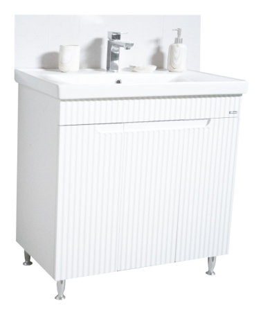 Mobilier Baie - Set Baza front MDF si Lavoar seria 733, montat, 80 cm, alb rustic