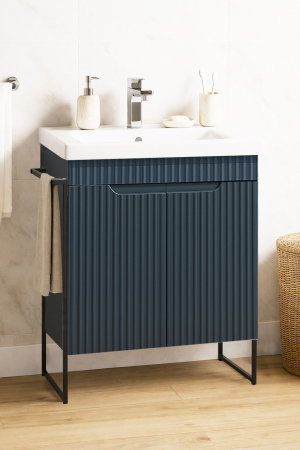 Baza cu Lavoar - Set Baza front MDF si Lavoar seria 733, cadru metalic, montata, 60 cm, antracit