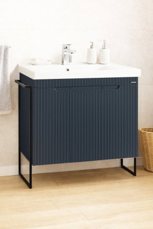 Baza cu Lavoar - Set Baza front MDF si Lavoar seria 733, cadru metalic, montata, 80 cm, antracit