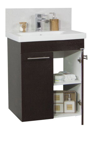 Mobilier Baie - Set Baza front MDF si Lavoar seria 754, cadru metalic, montata, 60 cm, wenge