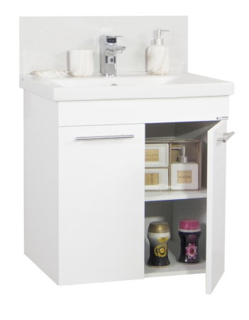 Mobilier Baie - Set Baza front MDF si Lavoar seria 754, cadru metalic, montata, 70 cm, alb