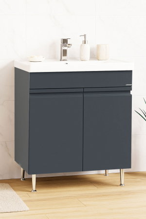 Baza cu Lavoar - Set Baza front MDF si Lavoar seria 786, montat, 70 cm, antracit
