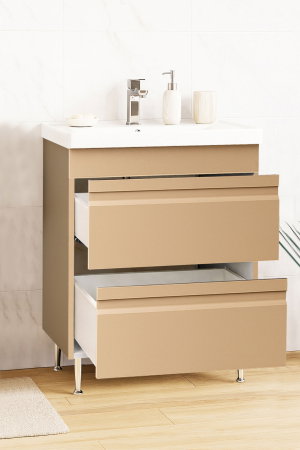 Baza cu Lavoar - Set Baza front MDF si Lavoar seria 786, cu sertare, montat, 60 cm, cappuccino