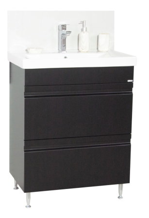 Baza cu Lavoar - Set Baza front MDF si Lavoar seria 786, cu sertare, montat, 60 cm, negru