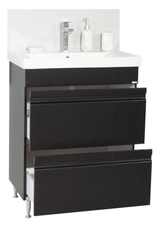 Baza cu Lavoar - Set Baza front MDF si Lavoar seria 786, cu sertare, montat, 60 cm, negru