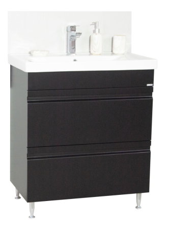 Mobilier Baie - Set Baza front MDF si Lavoar seria 786, cu sertare, montat, 70 cm, negru