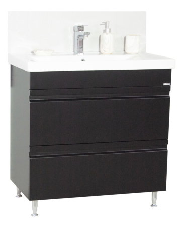 Mobilier Baie - Set Baza front MDF si Lavoar seria 786, cu sertare, montat, 80 cm, negru