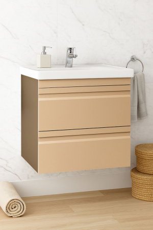 Mobilier Baie - Set Baza front MDF si Lavoar seria 786, suspendata, cu sertare, montat, 60 cm, cappuccino