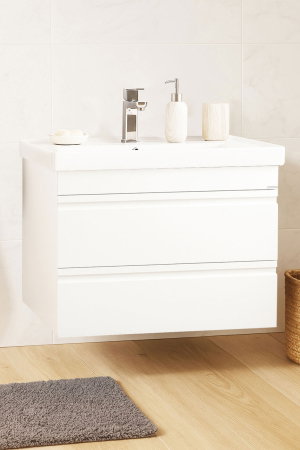 Mobilier Baie - Set Baza front MDF si Lavoar seria 786, suspendata, cu sertare, montata, 70 cm, alb