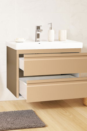 Mobilier Baie - Set Baza front MDF si Lavoar seria 786, suspendata, cu sertare, montata, 70 cm, cappuccino