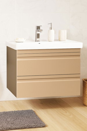 Mobilier Baie - Set Baza front MDF si Lavoar seria 786, suspendata, cu sertare, montata, 70 cm, cappuccino