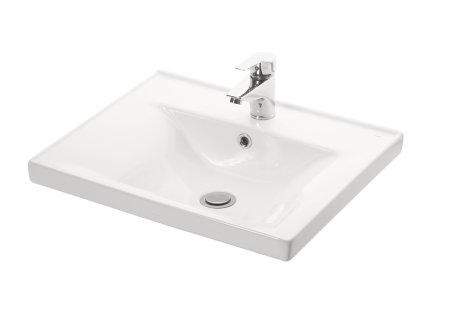 Set Baza front MDF si Lavoar seria 796, cu sertare, cadru metalic, montat, 60 cm, alb rustic [6]
