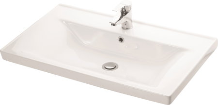 Set Baza front MDF si Lavoar seria 796, cu sertare, cadru metalic, montat, 80 cm, alb rustic [6]