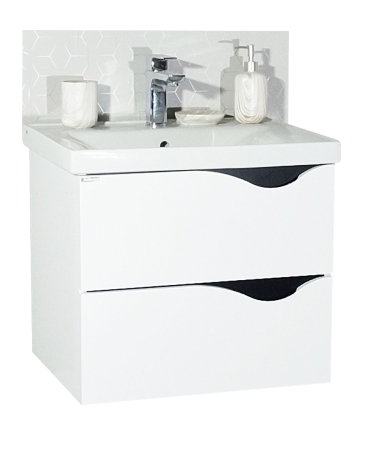 Baza cu Lavoar - Set Baza front MDF si Lavoar seria 797, cu sertare, cadru metalic, montat, 60 cm, alb