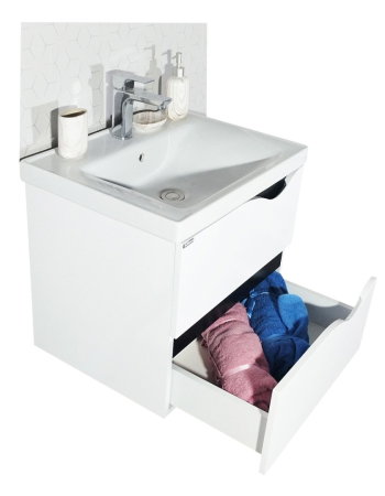 Set Baza front MDF si Lavoar seria 797, cu sertare, cadru metalic, montat, 60 cm, alb [4]