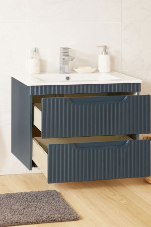 Mobilier Baie - Set Baza front MDF si Lavoar seria 033, suspendata, cu sertare, montat, 70 cm, antracit