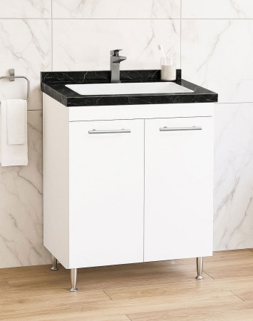 Mobilier Baie - Set Baza si Lavoar seria 867, montat, 60 cm, alb + negru