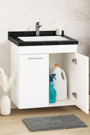 Baza cu Lavoar - Set Baza si Lavoar seria 867, suspendata, montata, 60 cm, alb + negru