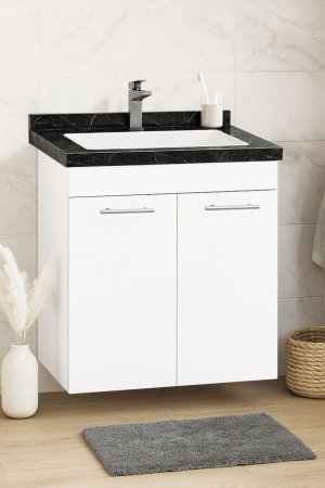 Baza cu Lavoar - Set Baza si Lavoar seria 867, suspendata, montata, 60 cm, alb + negru