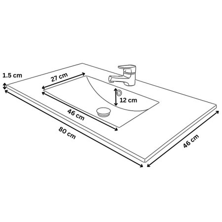 Set Baza front MDF si Lavoar seria 033, suspendata, cu sertare, montat, 80 cm, antracit [6]