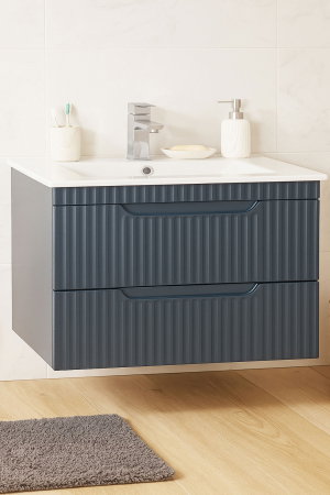 Baza cu Lavoar - Set Baza front MDF si Lavoar seria 033, suspendata, cu sertare, montat, 80 cm, antracit