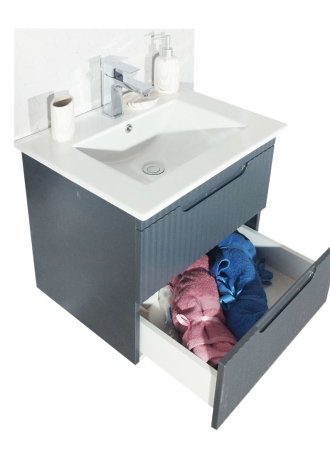 Baza cu Lavoar - Set Baza front MDF si Lavoar seria 033, suspendata, cu sertare, montat, 80 cm, antracit