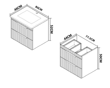 Set Baza front MDF si Lavoar seria 033, suspendata, cu sertare, montata, 80 cm, crem [4]