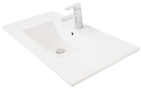 Set Baza front MDF si Lavoar seria 033, suspendata, cu sertare, montata, 80 cm, crem [5]