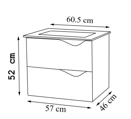 Set Baza front MDF si Lavoar seria 097, suspendata, cu sertare, montat, 60 cm, alb [6]