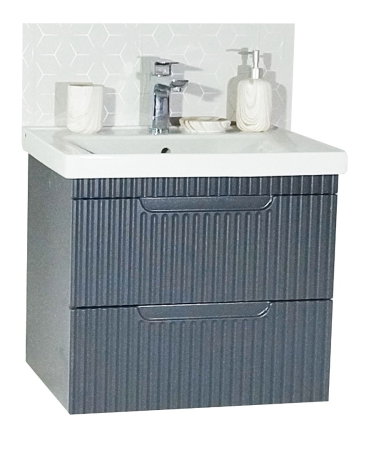 Mobilier Baie - Set Baza front MDF si Lavoar seria 733, suspendata, cu sertare, montat, 60 cm, antracit