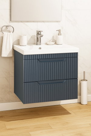 Mobilier Baie - Set Baza front MDF si Lavoar seria 733, suspendata, cu sertare, montat, 60 cm, antracit