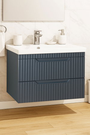 Baza cu Lavoar - Set Baza front MDF si Lavoar seria 733, suspendata, cu sertare, montat, 80 cm, antracit