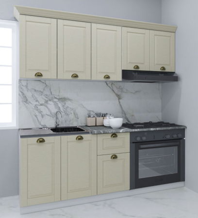 Bucatarii Clasice - Set bucatarie SQUARE 180 cm, 6 corpuri, corp cuptor, blat termorezistent, fronturi MDF, fag