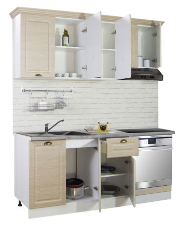 Bucatarii Clasice - Set bucatarie SQUARE 180 cm, 6 corpuri, corp cuptor, blat termorezistent, fronturi MDF, fag