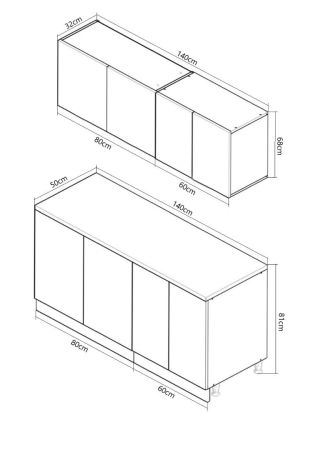 Bucatarii Moderne - Set bucatarie SPACE 140 cm, 4 corpuri, blat termorezistent, fronturi MDF, antracit