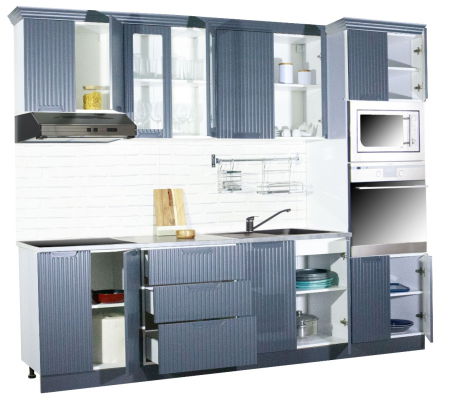 Set bucatarie SPACE 260 cm, 7 corpuri, corp cuptor + microunde, blat termorezistent, fronturi MDF, antracit [4]