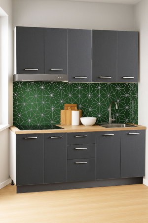 Bucatarii Moderne - Set bucatarie GERMANIA 160 cm, 6 corpuri, blat gros, soft-close, antracit