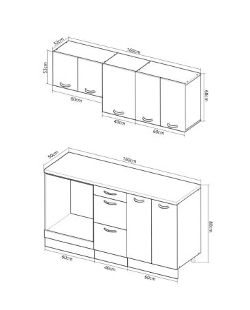 Bucatarii Moderne - Set bucatarie GERMANIA 160 cm, 6 corpuri, corp cuptor, 3 sertare, blat gros, alb