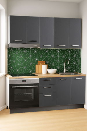 Bucatarii Moderne - Set bucatarie GERMANIA 160 cm, 6 corpuri, corp cuptor, 3 sertare, blat gros, antracit