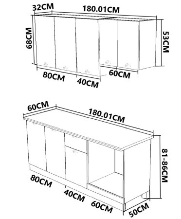 Bucatarii Moderne - Set bucatarie IRIS 180 cm, 6 corpuri, corp cuptor, blat termorezistent, fronturi MDF vopsit ultralucios, alb