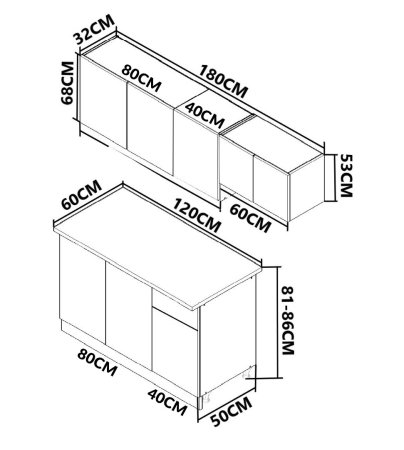 Bucatarii Moderne - Set bucatarie IRIS 180 cm, 5 corpuri, blat termorezistent, fronturi MDF vopsit ultralucios, alb