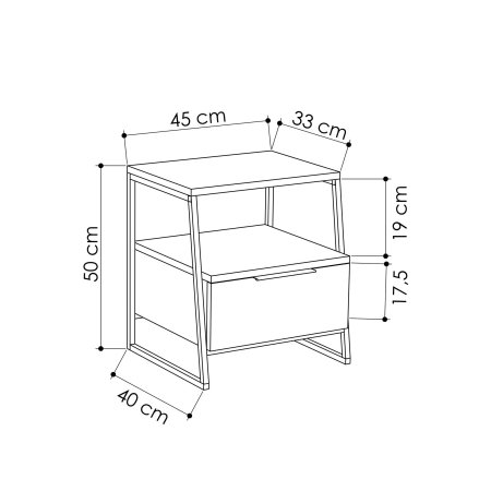 Mobilier Dormitor - Noptiera PAL, 45x40x50 cm