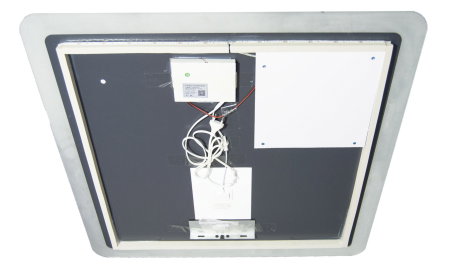 Mobilier Baie - Oglinda cu iluminare LED, functie dezaburire, ceas, termometru si lupa, MD5, 80x80 cm