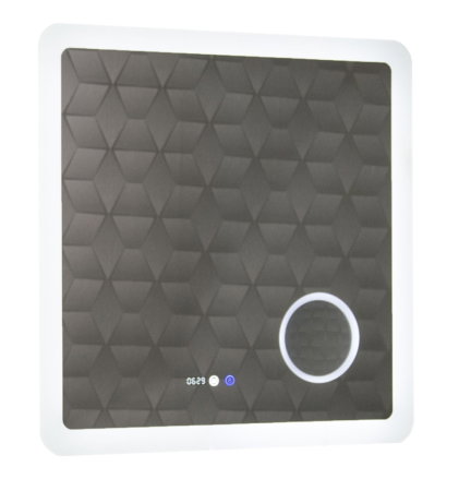 Mobilier Baie - Oglinda cu iluminare LED, functie dezaburire, ceas, termometru si lupa, MD5, 80x80 cm